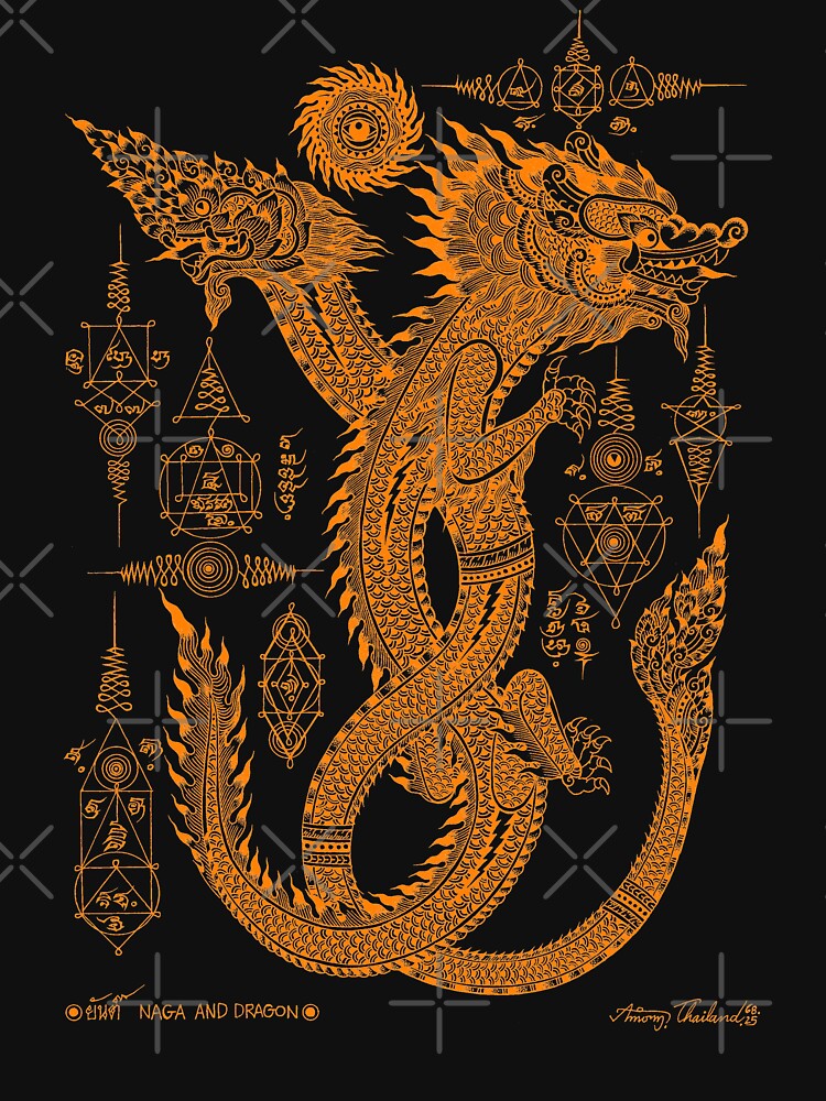 Talisman Orange Dragon,Dragon Graphics ,dragon tee,Dungeons and Dragons ,Thai Dragon,Dragon lover gift. by... (Image 3)