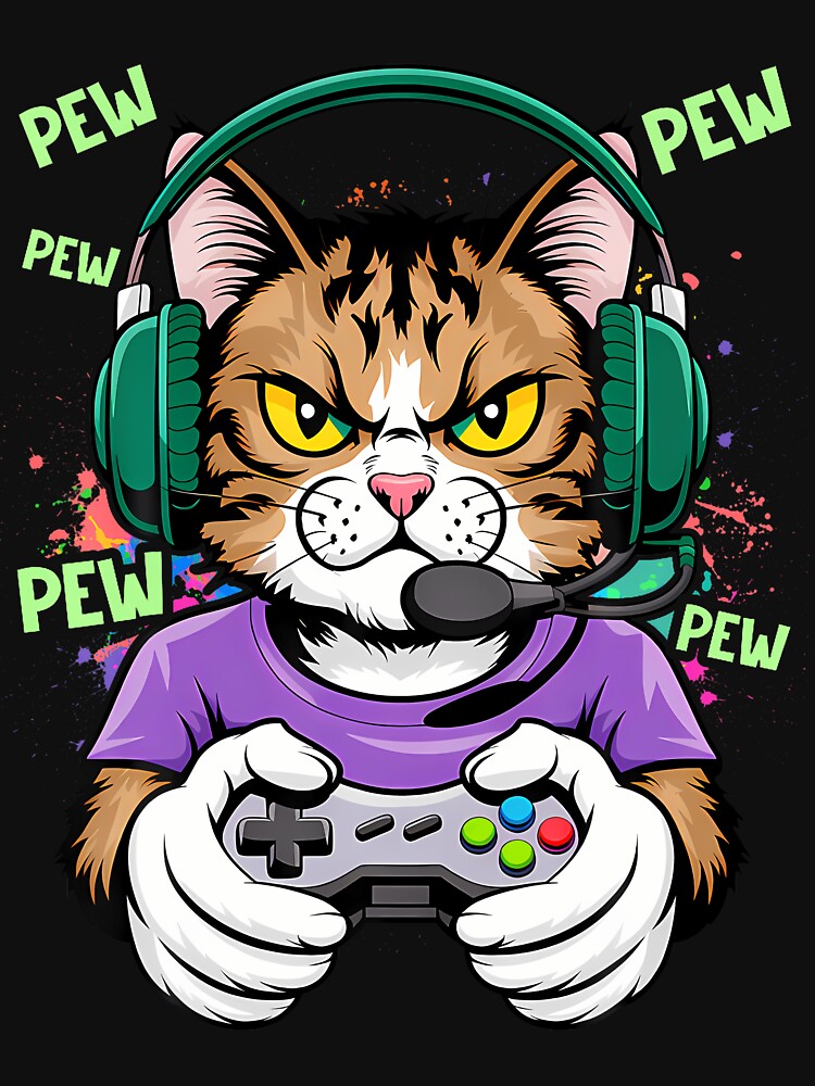Cat Gaming Video Games Lover Nerd Girl by bambiai