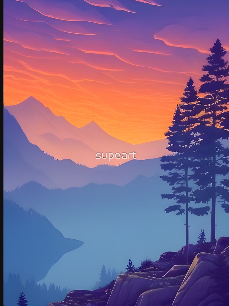 Discover the Elegance and Charm of Our Collection of Minimalist Matte Painting of Beautiful Mountain Landscape... (Image 3)