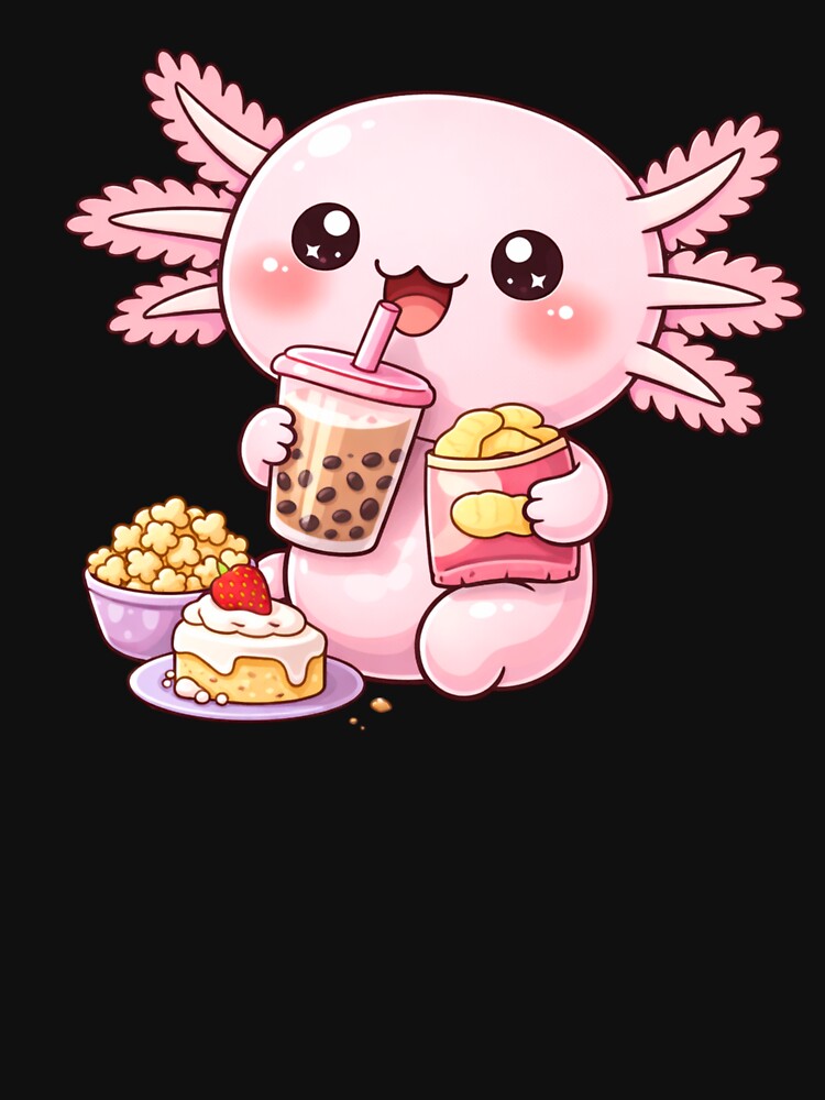 Bubble Tea Snack Axolotl – Cute Kawaii Axolotl Foodie Chibi Anime Art by ColorSplash123 T-Shirts, Hoodie,... (Image 3)