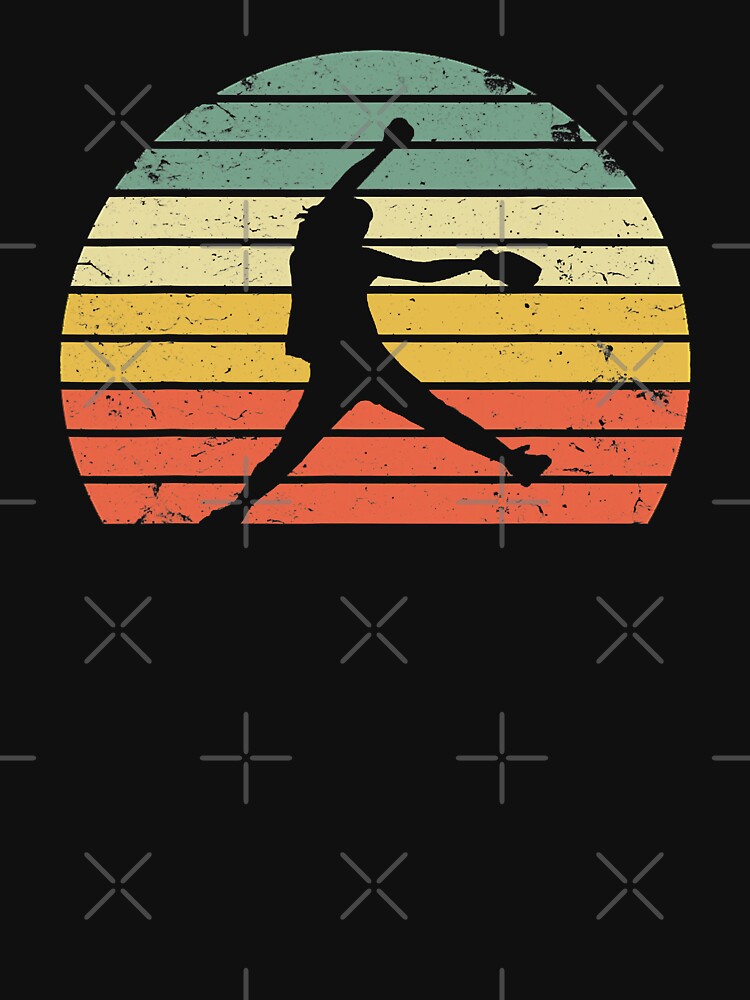 Vintage Softball Girl Pitching Silhouette Retro Sunset by MichelSorour T-Shirts, Hoodie, Sweatshirt (Image 3)