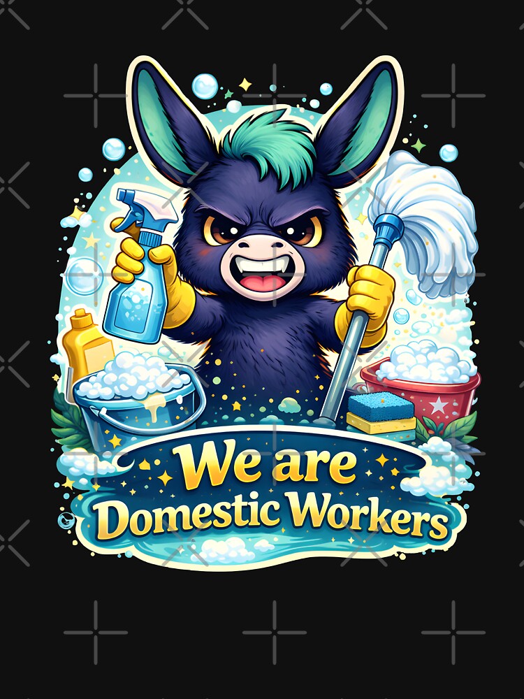 Funny Life of Donkey Cartoon with text "We are domestic workers" | Sarcastic Human Mind Humor Illustration |... (Image 3)