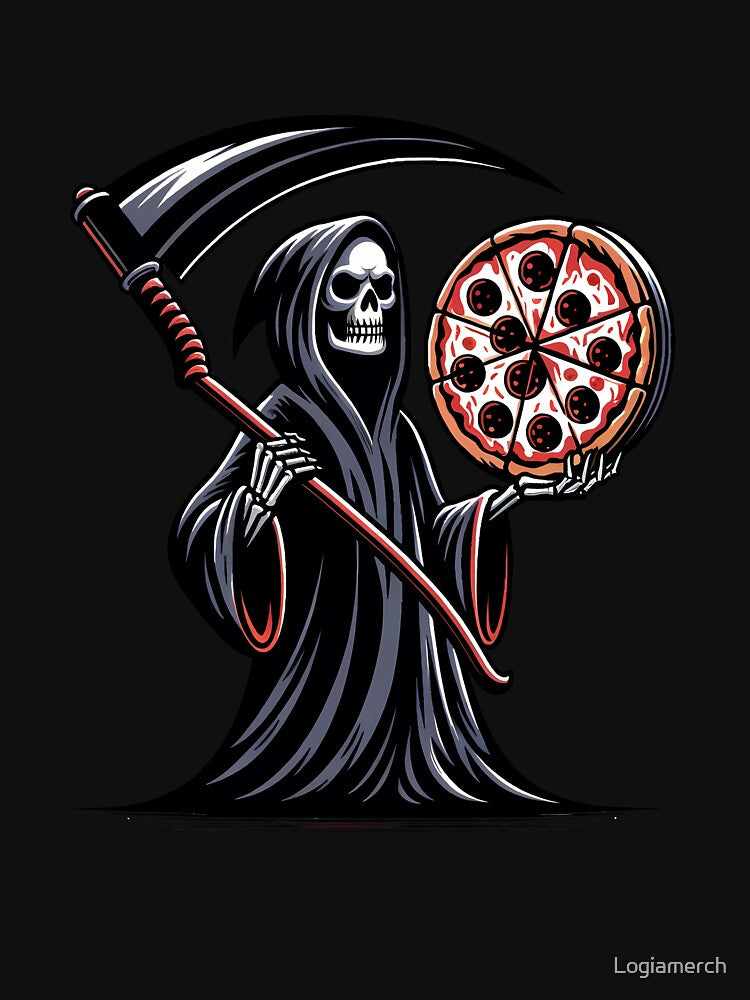 Funny Skull Reaper Pizza Lover, Halloween by Logiamerch T-Shirts, Hoodie, Sweatshirt | BlankRebels.com (Image 3)
