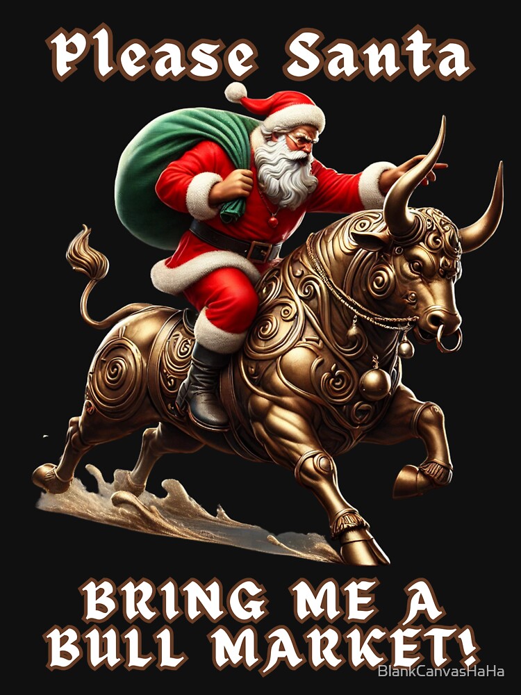 Santa Riding Bull Market Christmas T-Shirt – Wall Street Holiday Humor by BlankCanvasHaHa Hoodie, Sweatshirt (Image 3)
