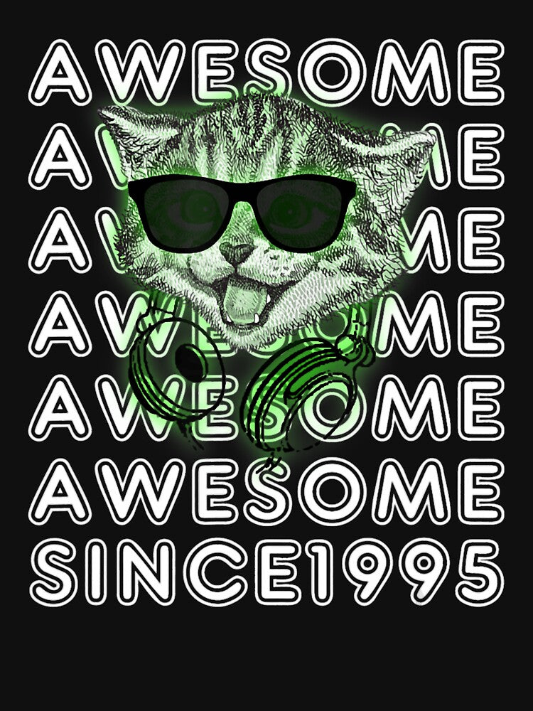 27Th Music Cat Retro Since 1995 Cat Birthday Awesome by CailynOmorosa T-Shirts, Hoodie, Sweatshirt (Image 3)