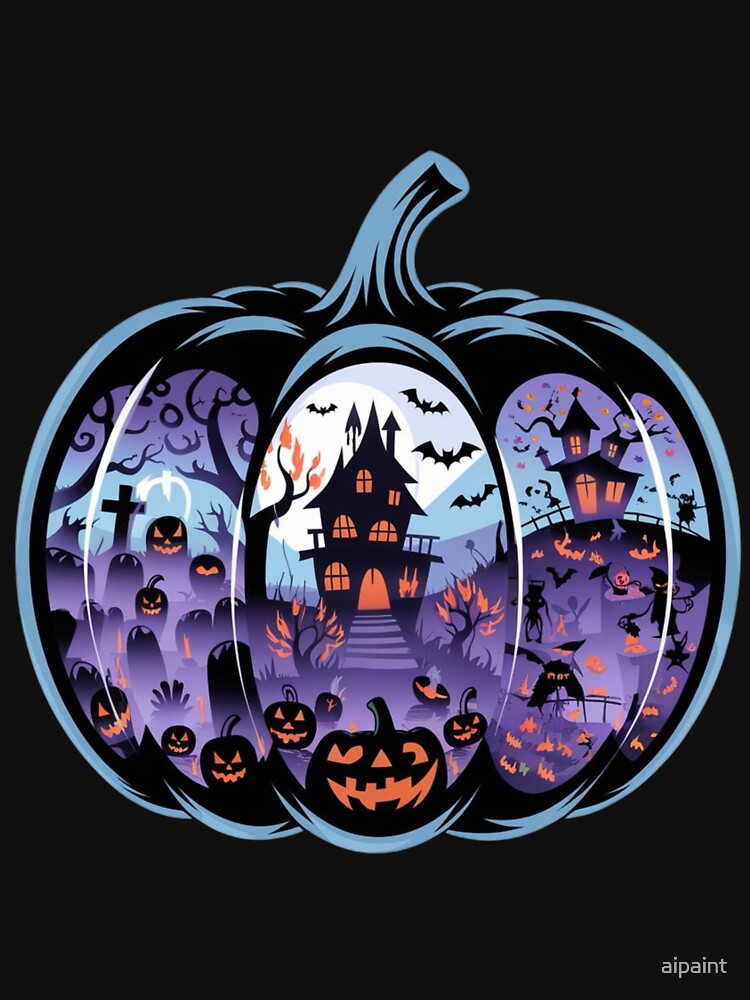 The pumpkin contains three magical Halloween scenes by aipaint T-Shirts, Hoodie, Sweatshirt | BlankRebels.com (Image 3)