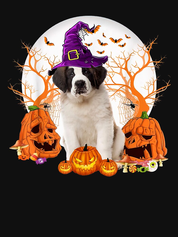 Dog Halloween Saint Bernard Dog Jack O Lantern Pumpkin by Spencerhowar T-Shirts, Hoodie, Sweatshirt (Image 3)