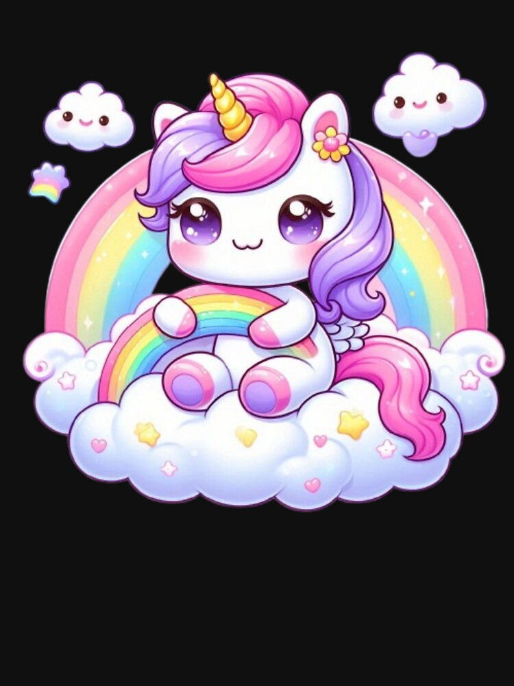 Cute Kawaii Unicorn on Rainbow by Saurabh86 T-Shirts, Hoodie, Sweatshirt | BlankRebels.com (Image 3)
