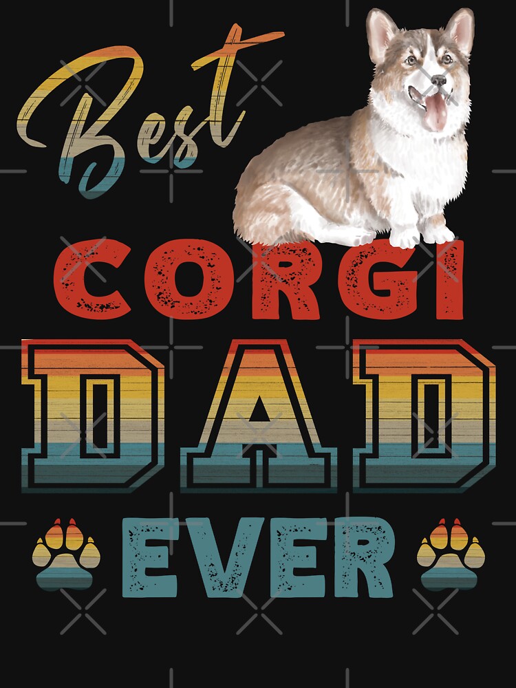 Vintage Retro Sunset Best Corgi Dad Ever Paw Prints of Love by FlutteringWings T-Shirts, Hoodie, Sweatshirt (Image 3)
