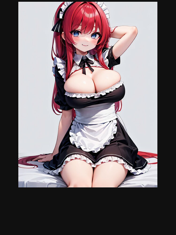 Red Hair Tidy Maid Waifu by EnchantedAnime T-Shirts, Hoodie, Sweatshirt | BlankRebels.com (Image 3)