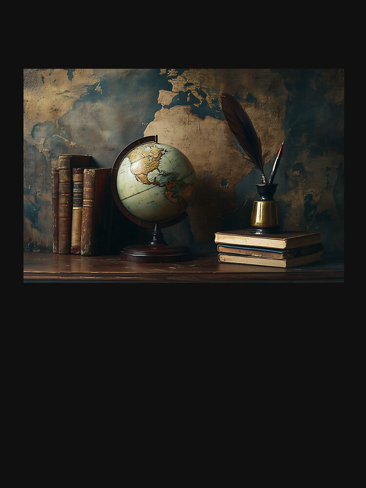Dark Academia Aesthetic Art: Antique Globe Quill by bapupa T-Shirts, Hoodie, Sweatshirt | BlankRebels.com (Image 3)