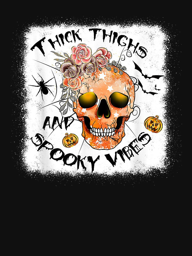 Thick Thighs And Spooky Vibes Pumpkin Women Hallowen Costume by Spencerhowar T-Shirts, Hoodie, Sweatshirt (Image 3)