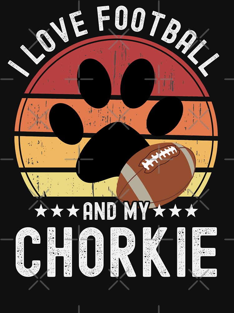 I Love Football And My Chorkie Funny Football T Shirt For Dog Owners Fantasy Football Fans Gift by... (Image 3)