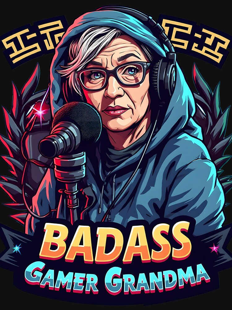 Badass Gamer Grandma Streaming Gaming Illustration by Uglyandcute T-Shirts, Hoodie, Sweatshirt | BlankRebels.com (Image 3)