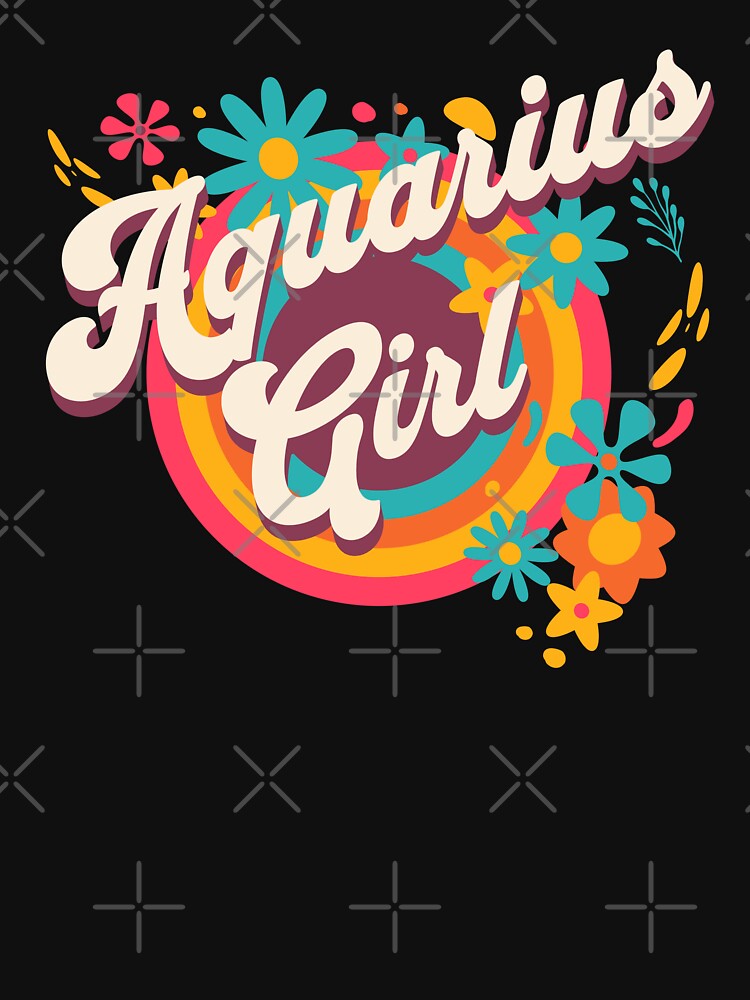 Retro Aquarius Girl Hippy Zodiac Horoscope by MasterKlaw T-Shirts, Hoodie, Sweatshirt | BlankRebels.com (Image 3)