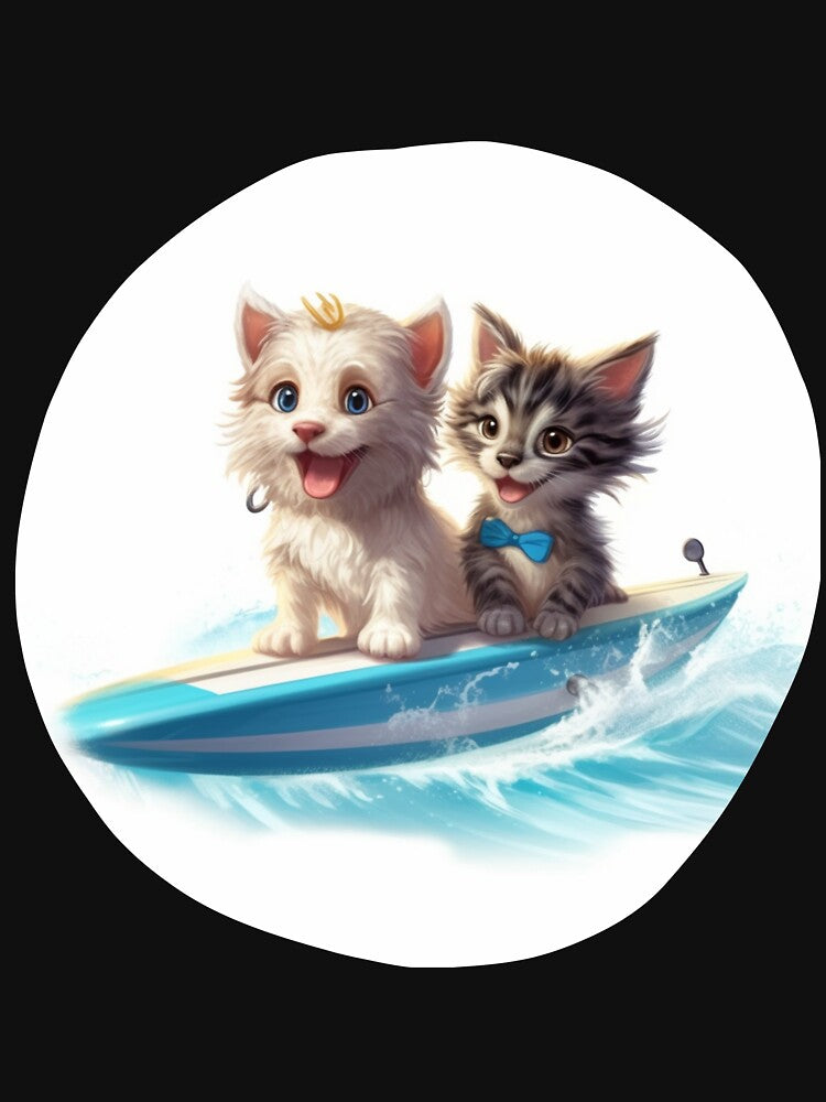 Surfing cat and dog by HarriPaloma T-Shirts, Hoodie, Sweatshirt | BlankRebels.com (Image 3)