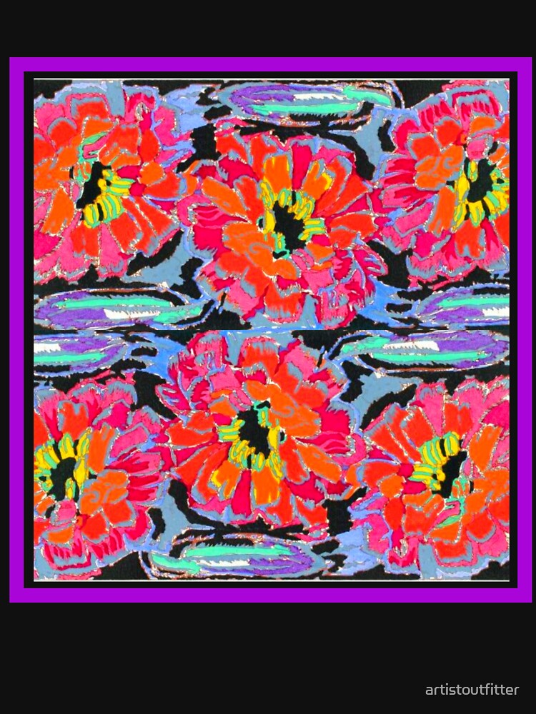 Zinnias Floral Pattern by artistoutfitter T-Shirts, Hoodie, Sweatshirt | BlankRebels.com (Image 3)
