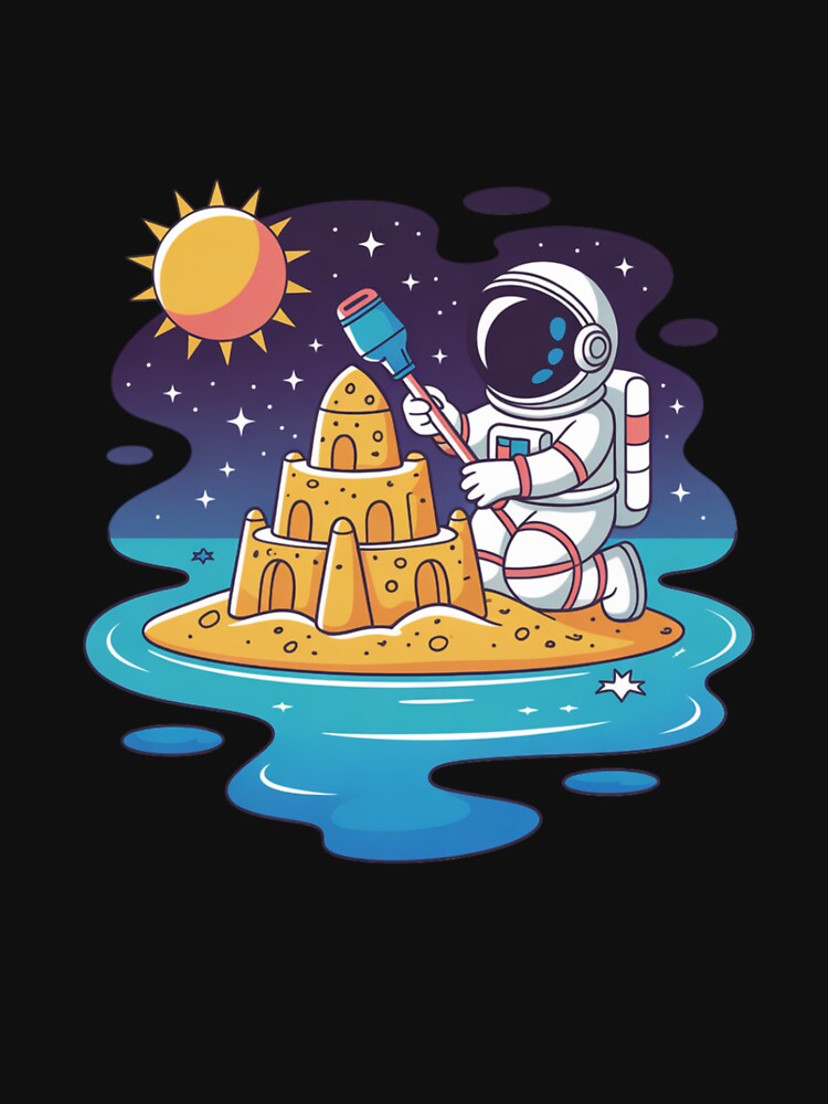 Sandcastle Astronaut – Funny Summer Beach Space Explorer Design by ColorSplash123 T-Shirts, Hoodie, Sweatshirt (Image 3)
