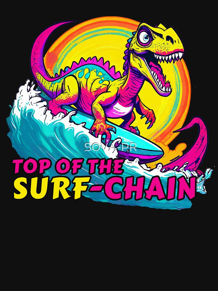 T-rex Dinosaur Surfing Funny T-shirt by SOVA-PR Hoodie, Sweatshirt | BlankRebels.com (Image 3)
