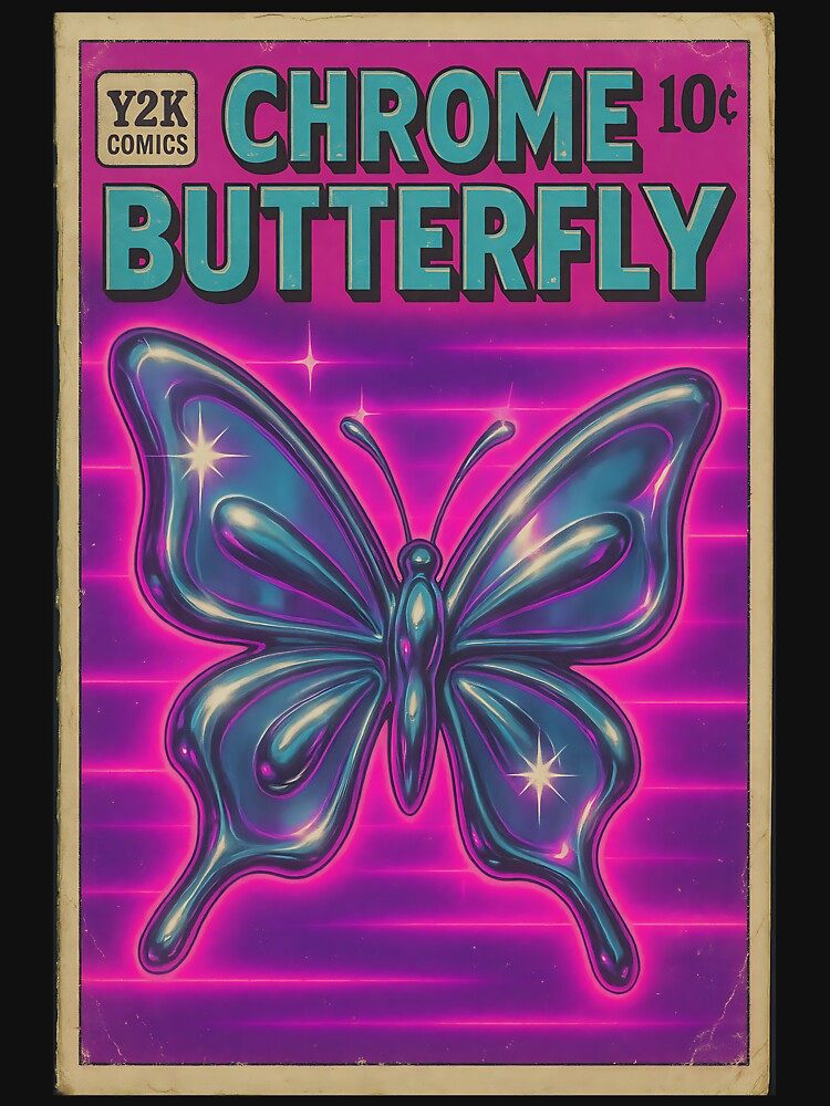 Y2K: Chrome Butterfly by bapupa T-Shirts, Hoodie, Sweatshirt | BlankRebels.com (Image 3)