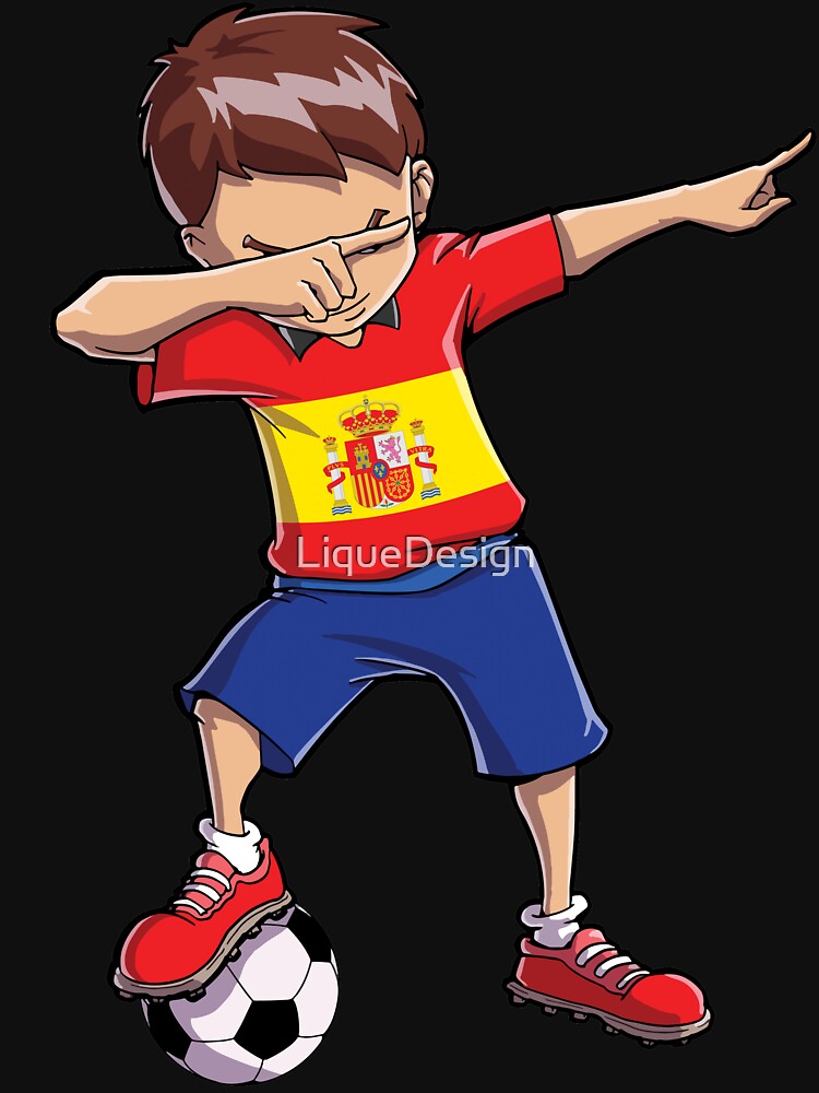 Dabbing Soccer T shirt for Boys Spain Spanish Football Gifts by LiqueGifts