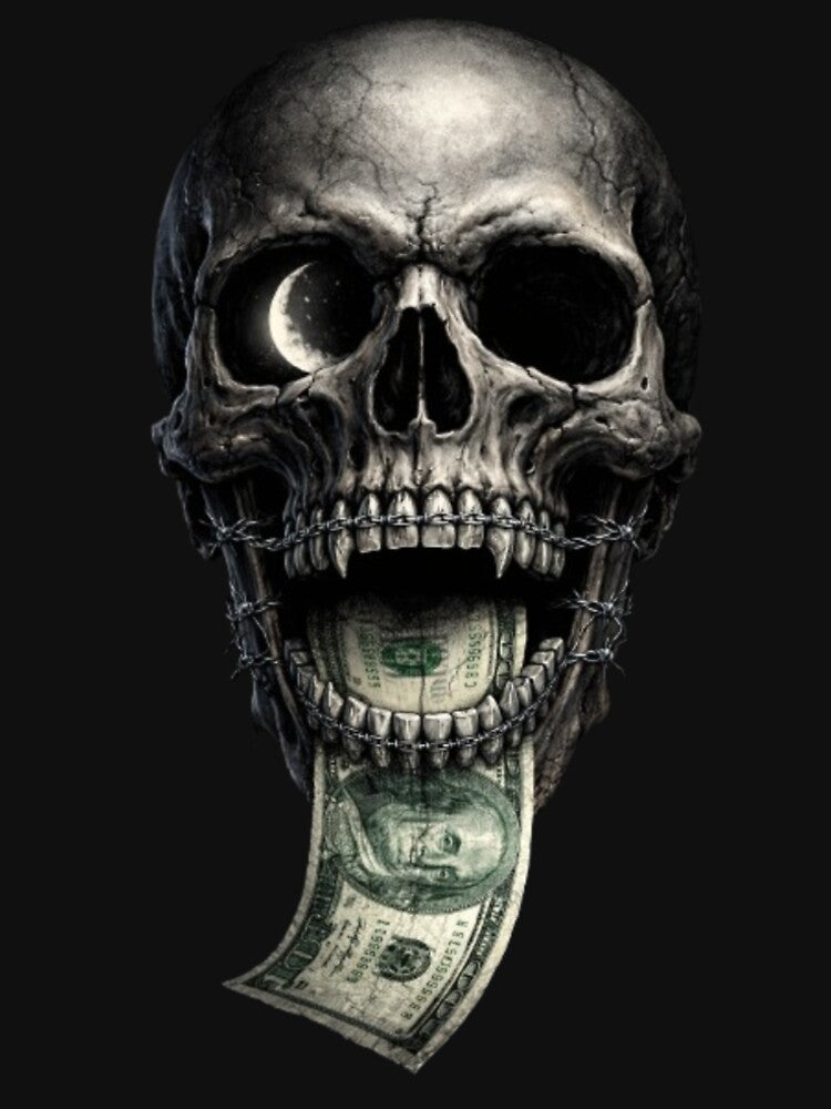 Money Talks, Truth Chokes | Dark Skull Illustration by Next Level Prints T-Shirts, Hoodie, Sweatshirt (Image 2)