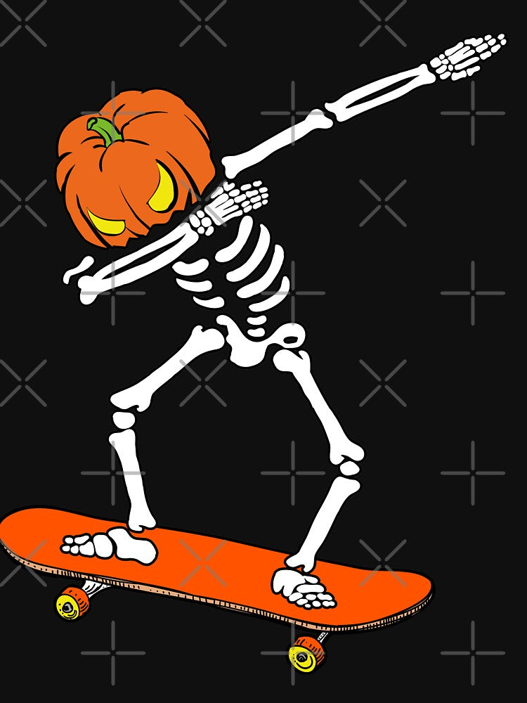 Dabbing Skeleton Skateboard Pumpkin Halloween Costume by TheWildStyle T-Shirts, Hoodie, Sweatshirt (Image 3)