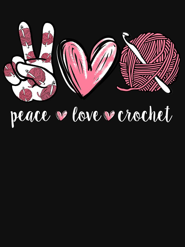 Peace Love Crochet Funny Crocheting Hippie by Charles Brian T-Shirts, Hoodie, Sweatshirt | BlankRebels.com (Image 3)