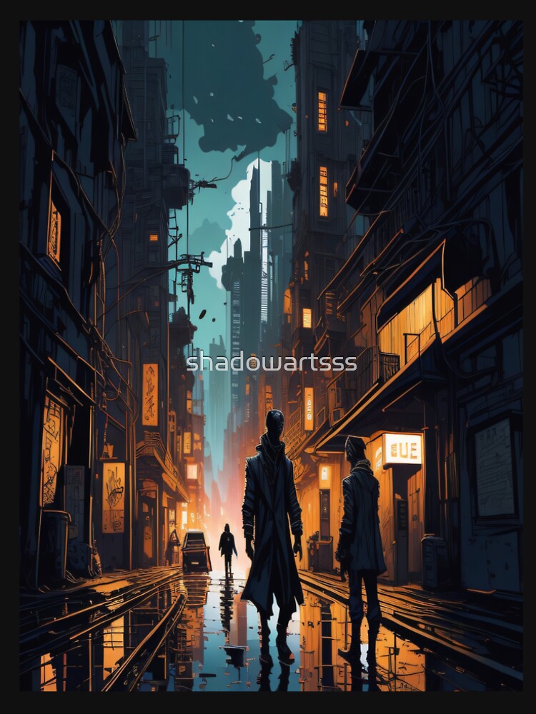 Cyberpunk wet and noir street by shadowartsss T-Shirts, Hoodie, Sweatshirt | BlankRebels.com (Image 2)