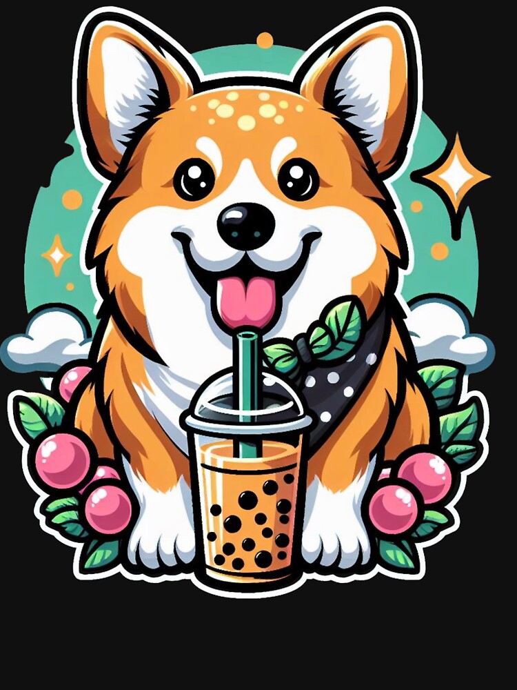 Corgi Dog With Bubble Tea Boba Tea by quinnteestore T-Shirts, Hoodie, Sweatshirt | BlankRebels.com (Image 3)
