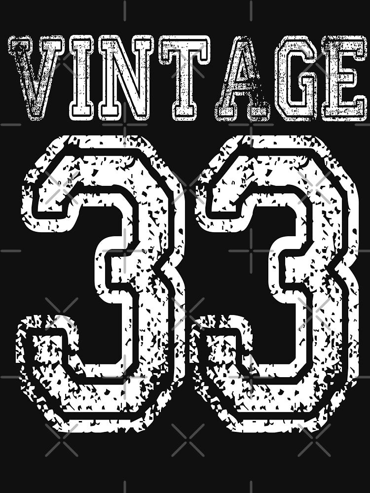 Vintage 33 2033 1933 T-shirt Birthday Gift Age Year Old Boy Girl Cute Funny Man Woman Jersey Style by... (Image 3)