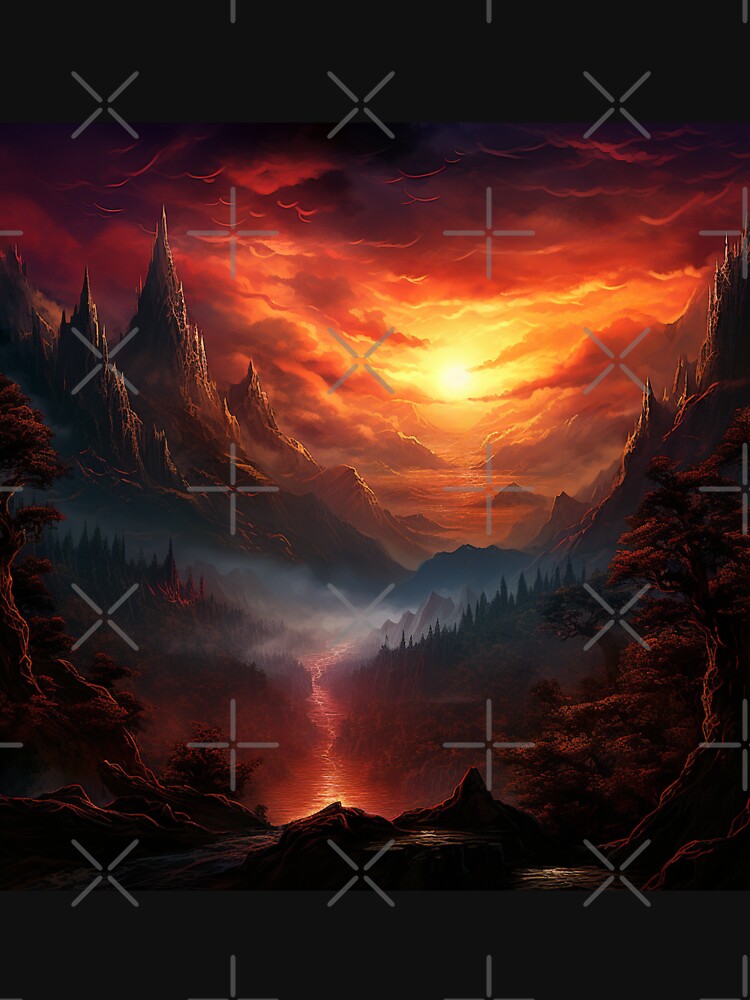 Dark Fantasy Landscape - Dragonfire Gorge by Fantasy Masterpiece T-Shirts, Hoodie, Sweatshirt | BlankRebels.com (Image 3)