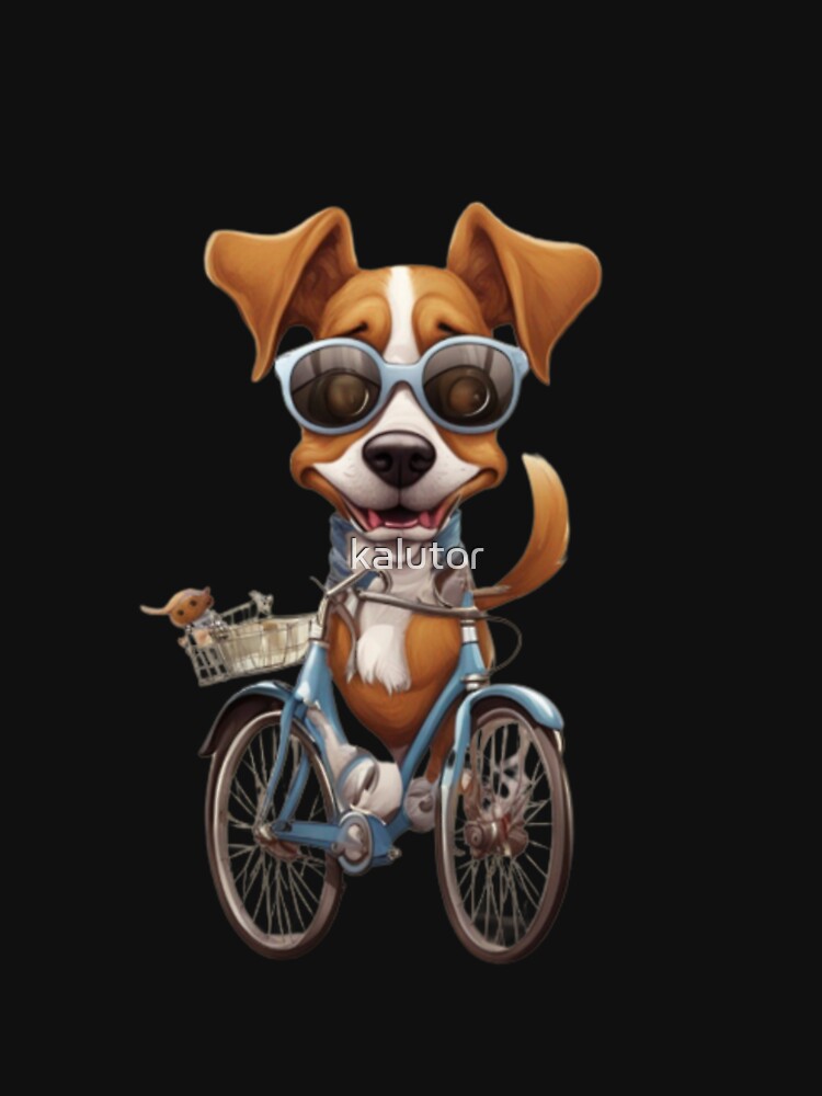 Funny cartoon dog with glasses and bicycle by kalutor T-Shirts, Hoodie, Sweatshirt | BlankRebels.com (Image 3)