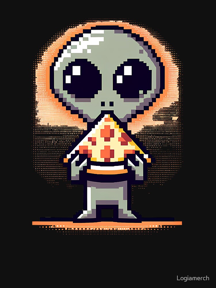 Cute Pixel Funny Alien Pizza Lover by Logiamerch T-Shirts, Hoodie, Sweatshirt | BlankRebels.com (Image 3)