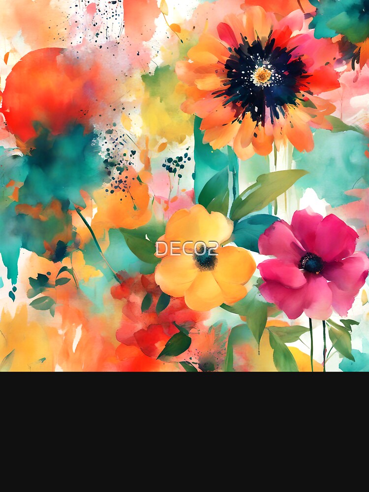 Watercolor-Style Yellow, Orange And Magenta Floral Abstract by DEC02 T-Shirts, Hoodie, Sweatshirt | BlankRebels.com (Image 3)
