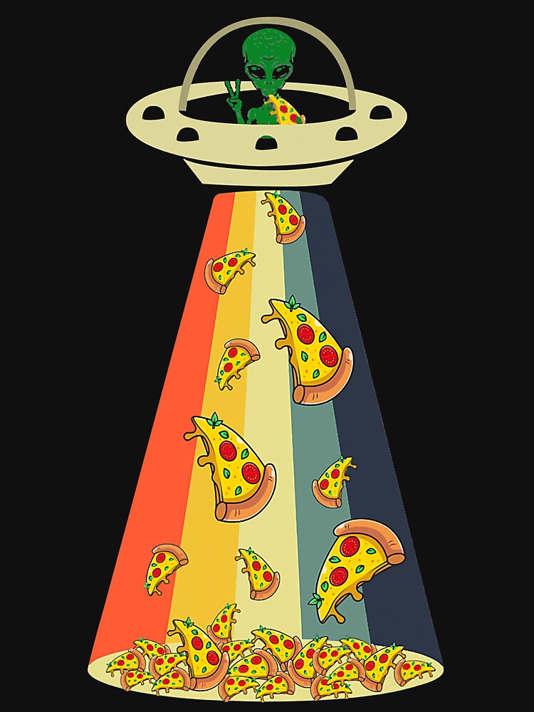 Funny Pizza UFO Alien Eating Pizza by NikolaMilosevic T-Shirts, Hoodie, Sweatshirt | BlankRebels.com (Image 3)