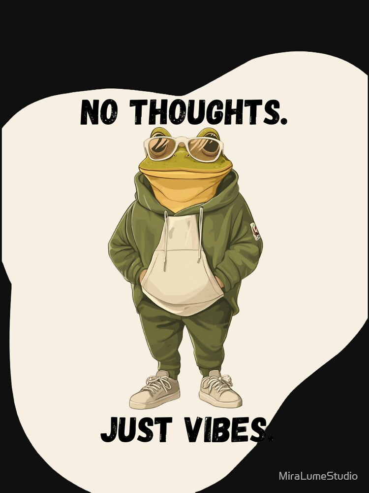 Cool Frog Meme – No Thoughts Just Vibes Cartoon Frog Aesthetic by MiraLumeStudio T-Shirts, Hoodie, Sweatshirt (Image 3)