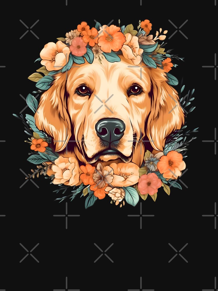 Golden Retriever Floral Design for Flower Lover by MysteriousJ T-Shirts, Hoodie, Sweatshirt | BlankRebels.com (Image 3)