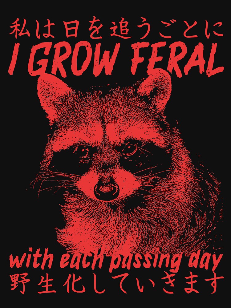 I Grow Feral Vintage Japanese Raccoon by VintageMedatsu T-Shirts, Hoodie, Sweatshirt | BlankRebels.com (Image 3)