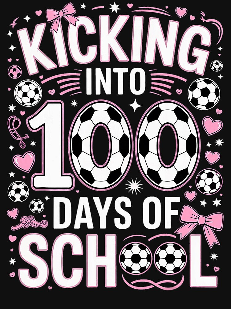100 Days of School Girls Soccer Coquette Bow Pink Teacher by FrankIsabel