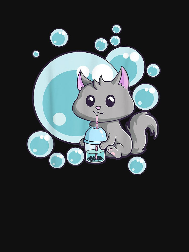 Kawaii Cat Bubble Tea Anime Funny Boba Tea Cats Neko Kitty T-Shirt by tinhpham Hoodie, Sweatshirt | BlankRebels.com (Image 3)