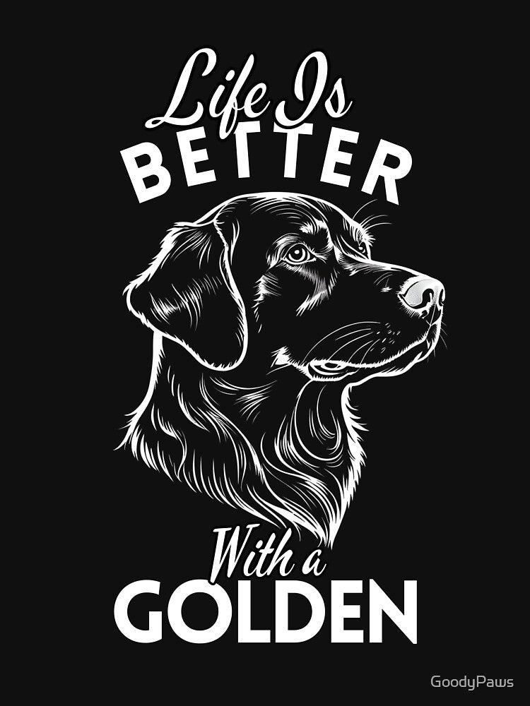 Life Is Better With a Golden Retriever – Minimalist Gentle and Devoted Family Dog Design by GoodyPaws T-Shirts,... (Image 3)