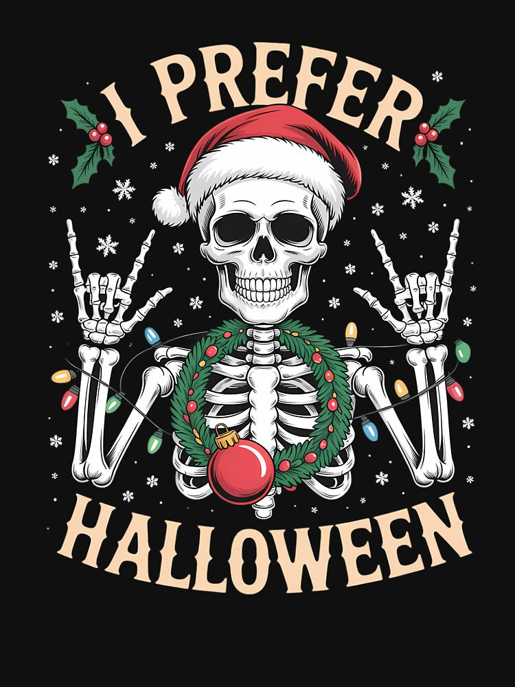 Funny I Prefer Halloween Skeleton Ugly Christmas by blueyeeti