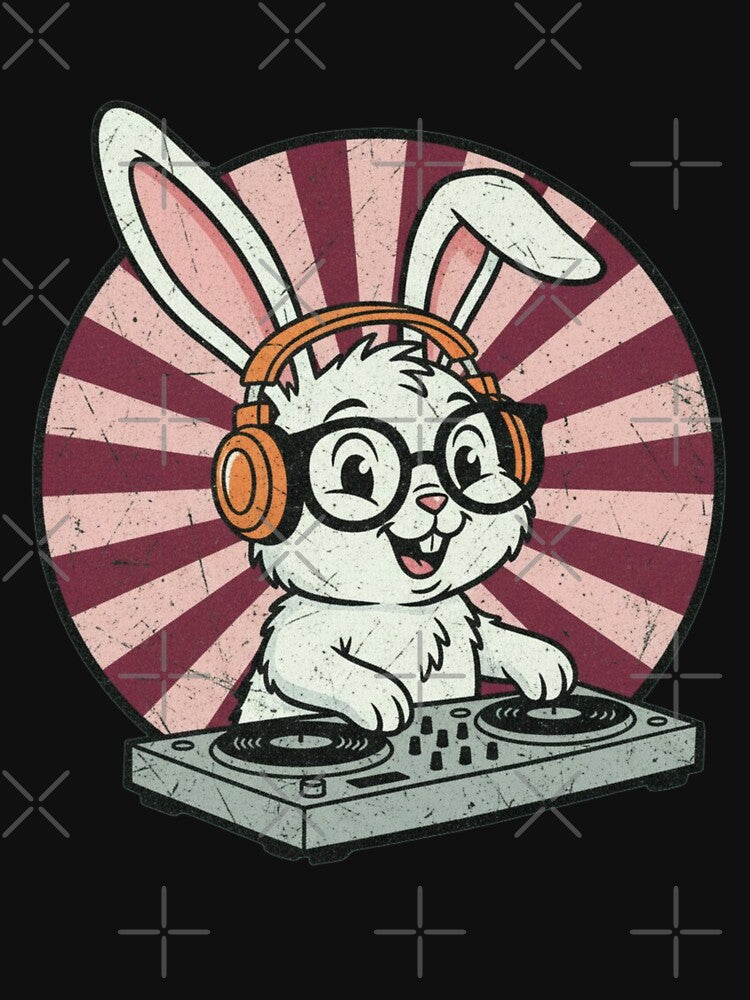 DJ Rabbit Funny Vintage Style Music Rabbit by Glozen T-Shirts, Hoodie, Sweatshirt | BlankRebels.com (Image 3)