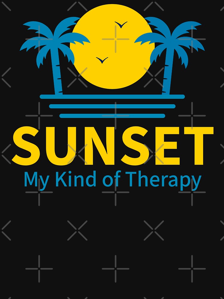 Sunset My Kind of Therapy - Beach Sunset Tropical Palm Tree Quote by Shape Snip Studio T-Shirts, Hoodie, Sweatshirt (Image 3)