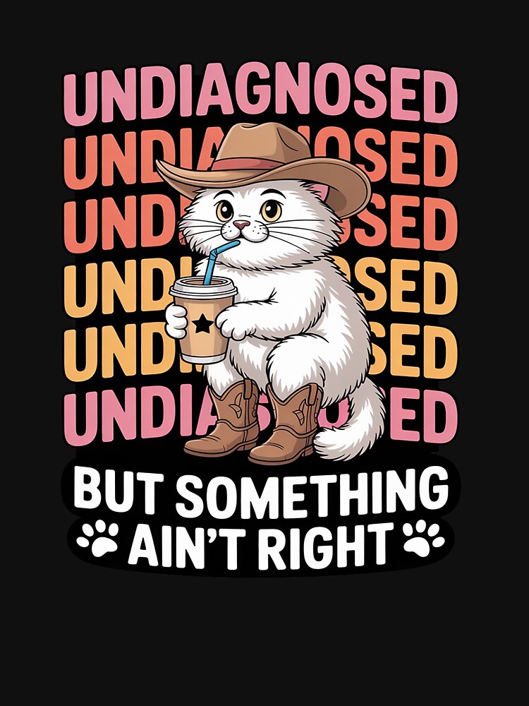 Undiagnosed But Something Ain't Right Cowboy Cat ADHD by Sandrhaus T-Shirts, Hoodie, Sweatshirt | BlankRebels.com (Image 3)