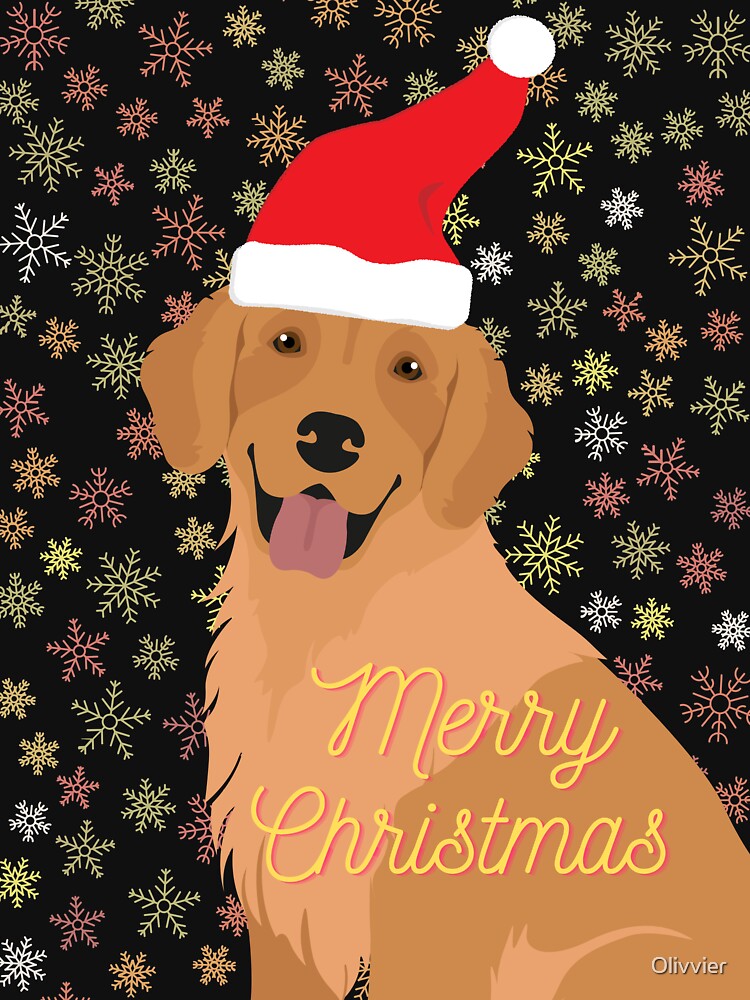 Cute Golden Retriever with Santa Claus' hat - christmas dog collection by Olivvier T-Shirts, Hoodie, Sweatshirt (Image 3)