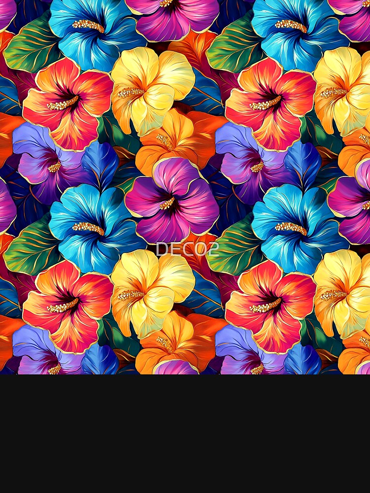 Tropical Hawaiian Island Vibrantly Colorful Flowers Digital Art by DEC02 T-Shirts, Hoodie, Sweatshirt (Image 3)