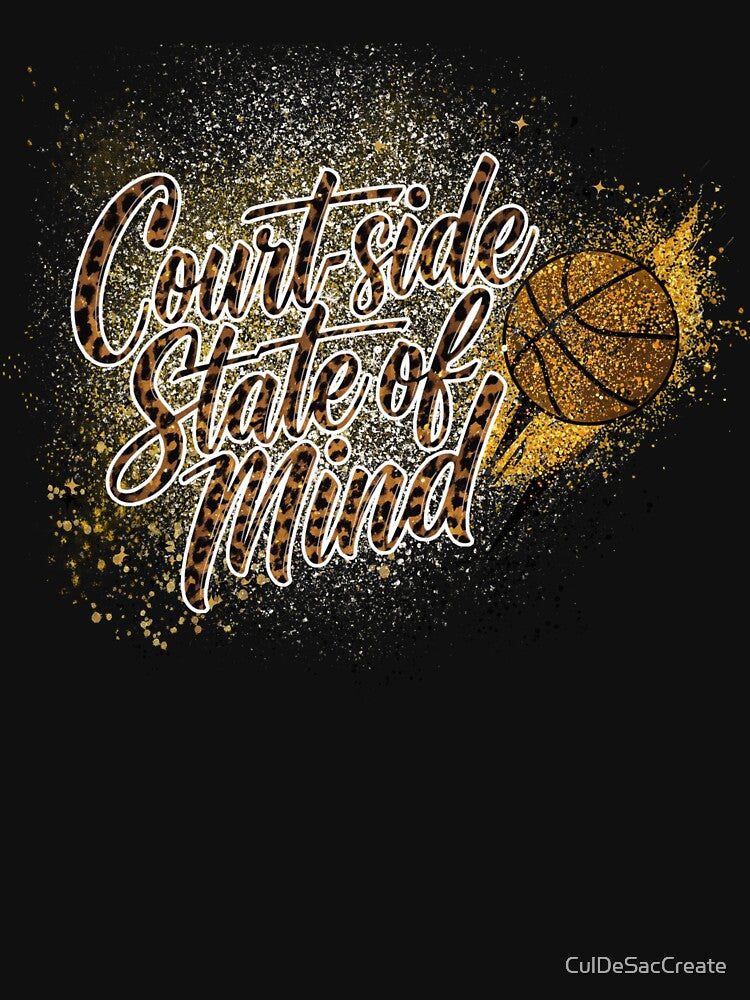 Courtside State of Mind - Leopard Print & Gold Glitter Basketball Graphic by CulDeSacCreate T-Shirts, Hoodie,... (Image 3)