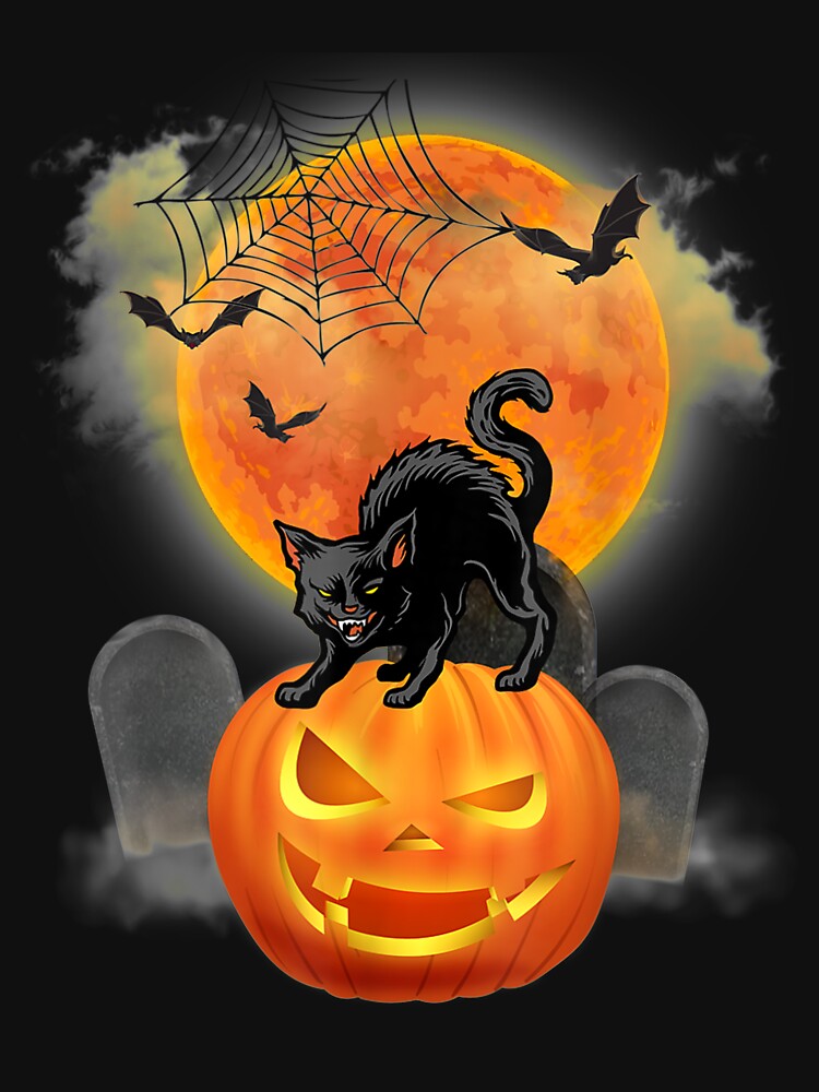 Halloween Lover Black Cat With Pumpkin And Moon by charissamo77 T-Shirts, Hoodie, Sweatshirt | BlankRebels.com (Image 3)